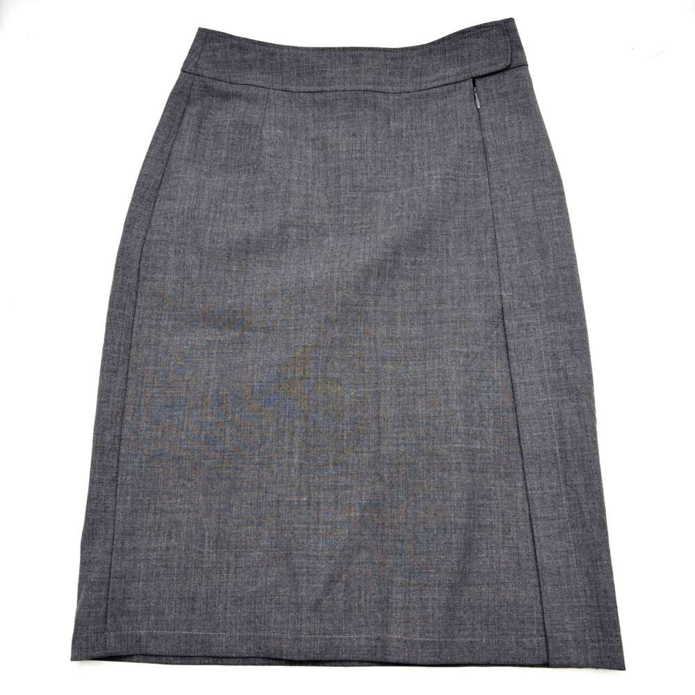 Vintage 80s BISCOTE Paris Gray Wool Blend Stretch Pencil Skirt 2 26x23.5" France